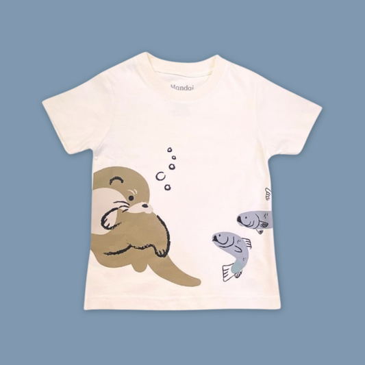 Otter With Fish Adult T-Shirt