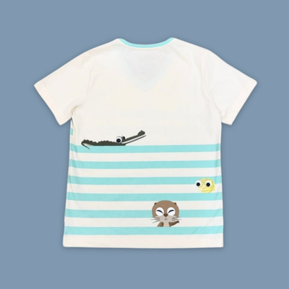 Panda and Friends Adults River Friends Stripe Tshirt - MANDAI WILDIFE RESERVE