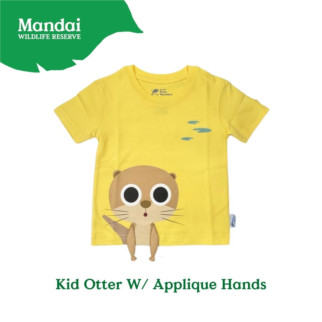 Panda and Friends Kids Otter with Applique Hands Tshirt A River Wonders Exclusive Experience MANDAI WILDLIFE RESERVE