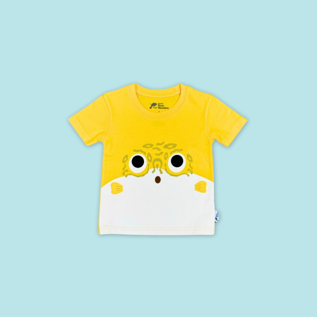 Panda and Friends Kids Pufferfish Face Tshirt - MANDAI WILDLIFE RESERVE