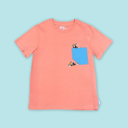Panda and Friends Adults Red Panda Pocket Tshirt A River Wonders Exclusive Experience MANDAI WILDIFE RESERVE