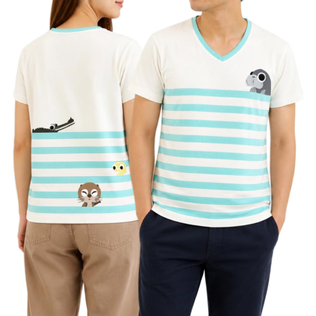 Panda And Friends Stripe Adult T-Shirt