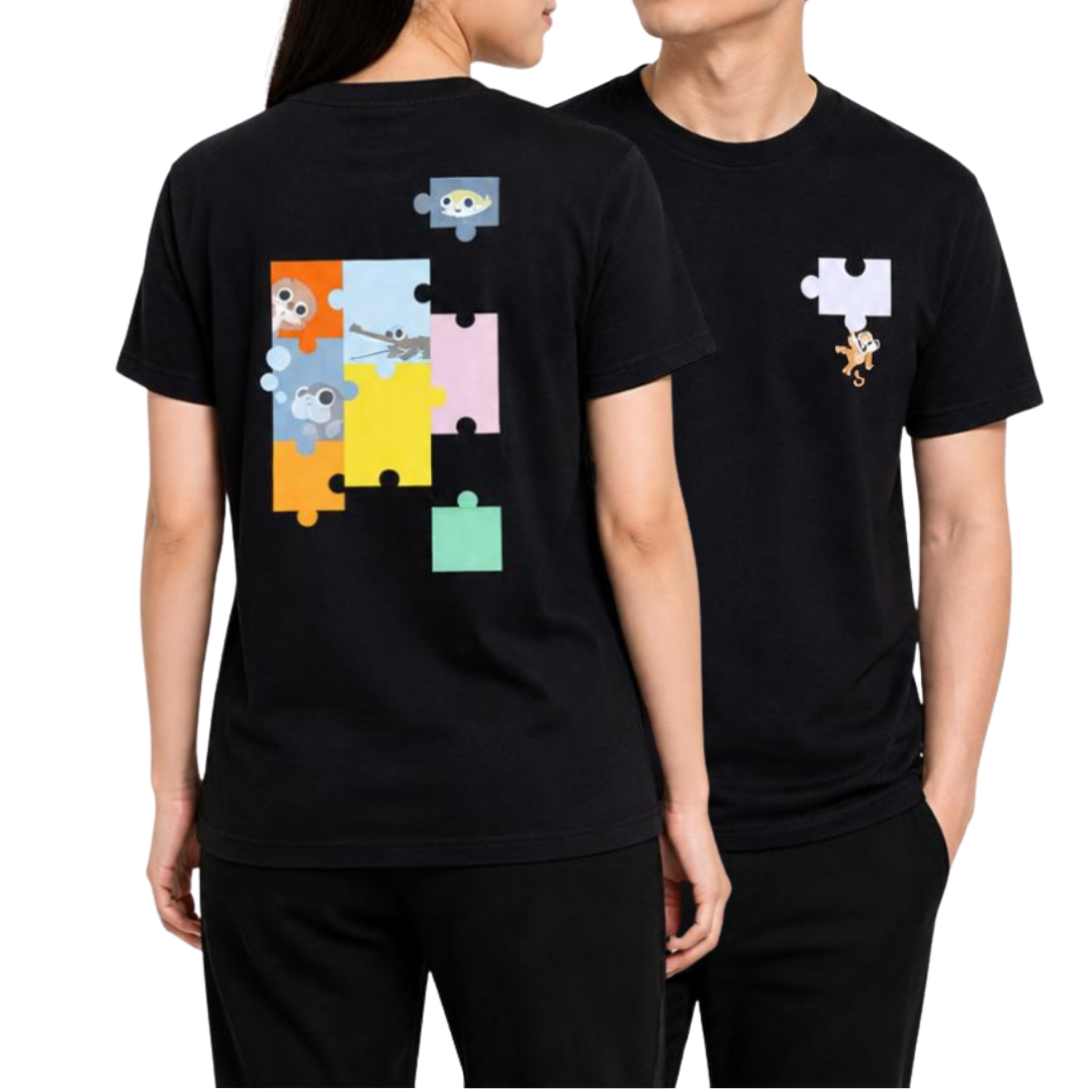 Panda And Friends Puzzle Adult T-Shirt