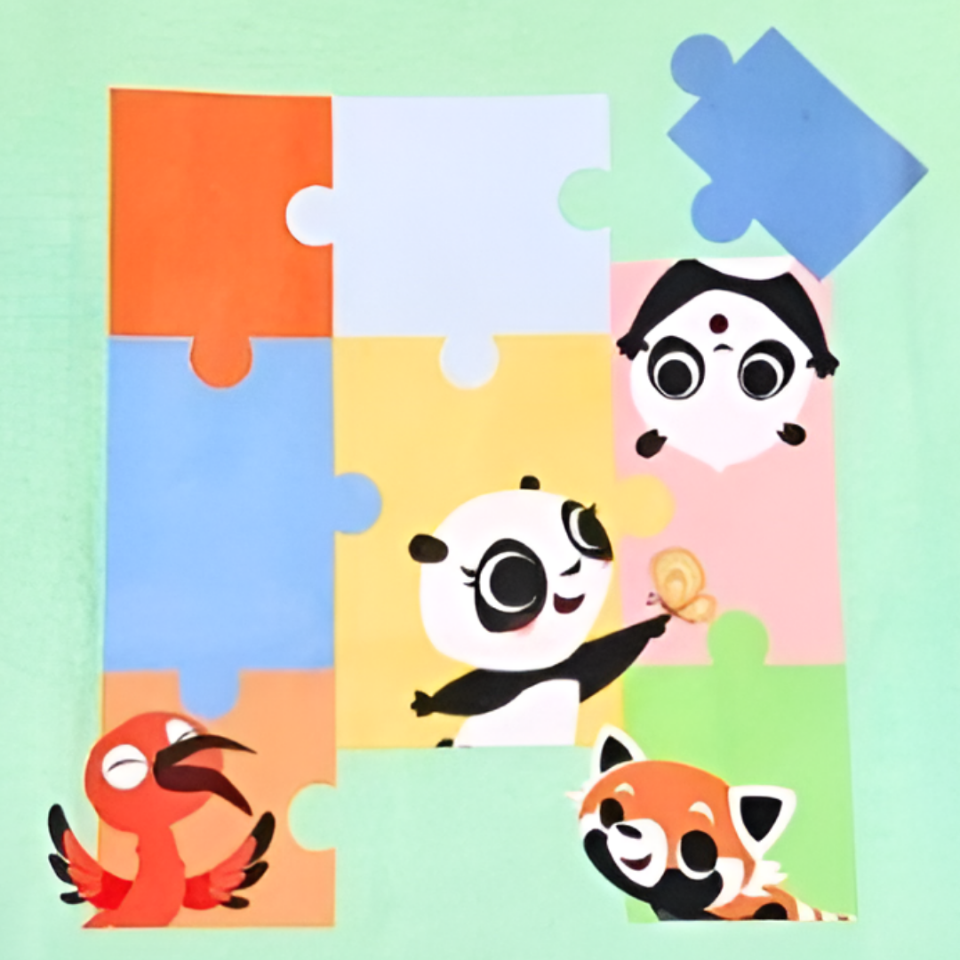 Panda and Friends Kids Panda And Friends Puzzle Tshirt - MANDAI WILDLIFE RESERVE
