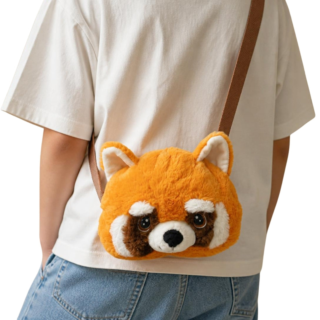 Red Panda Face Sling Plush Bag