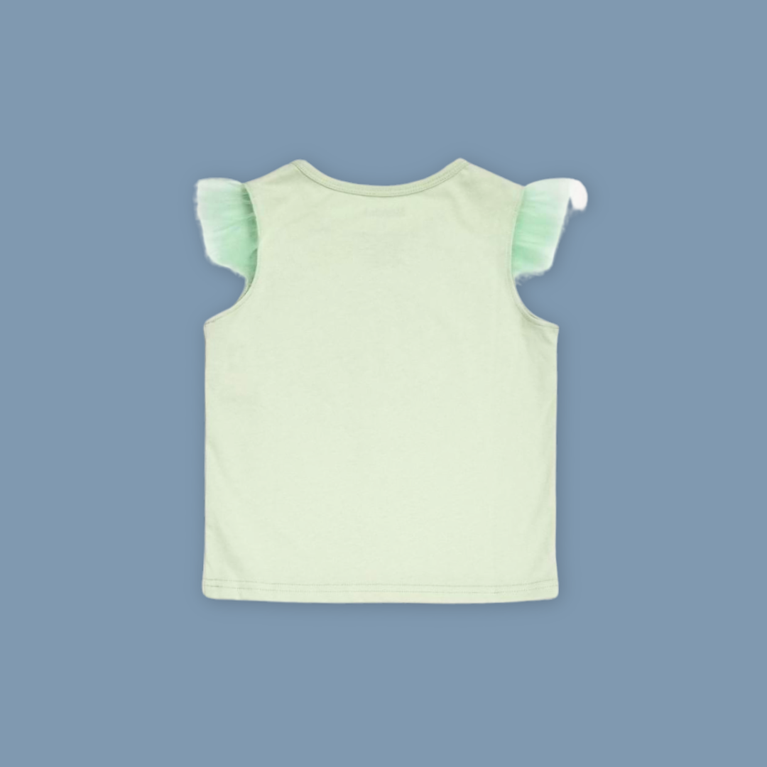 Flamingo Print Mesh Sleeveless Girls Tee