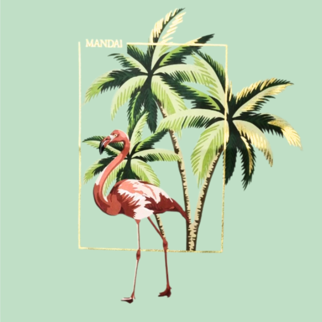 Flamingo Print Mesh Sleeveless Girls Tee