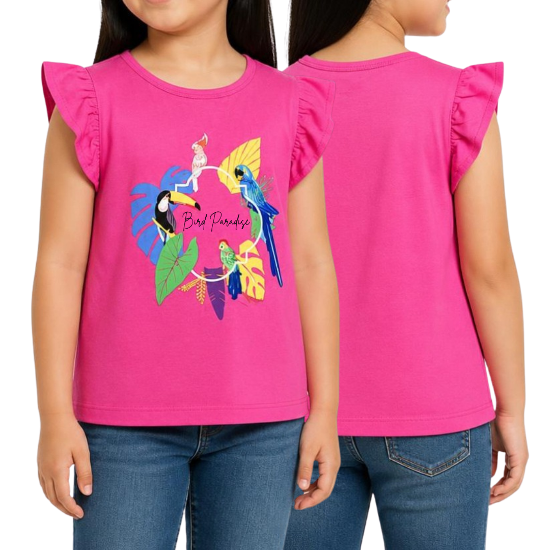 4 Birds Wreath Girl Ruffle Top