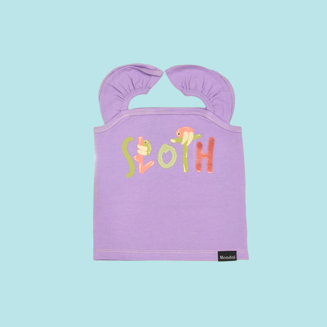 Sloth Sleeveless Girl Ruffle Tank