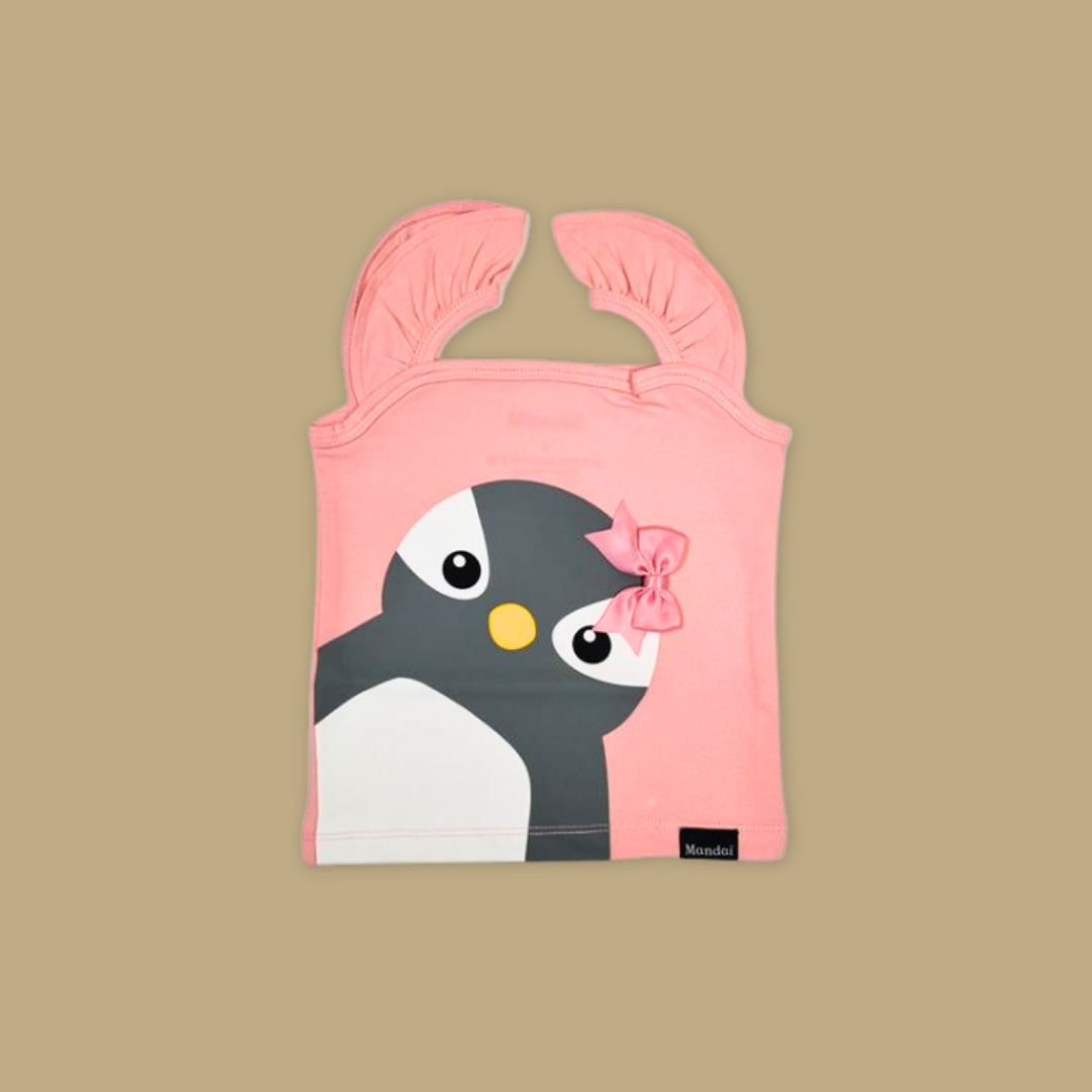Penguin Bow Girl Ruffle Tank