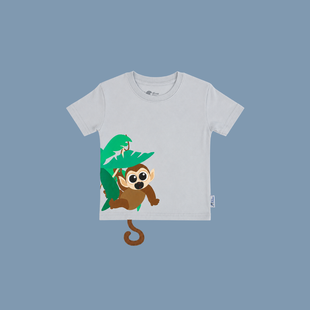 Panda And Friends 2  Hangging Monkey Kids T-Shirt