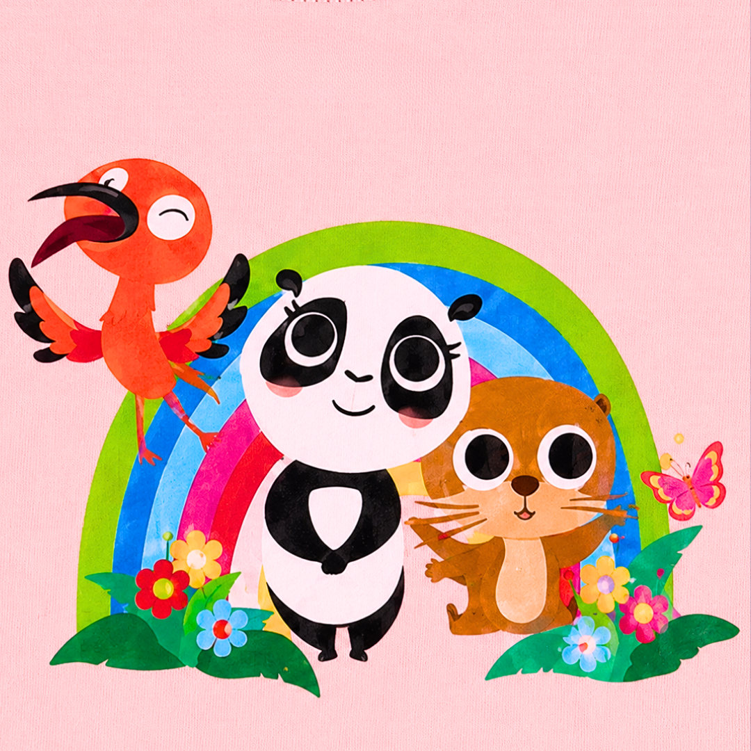 Panda And Friends 2 Girl Ruffle Kids T-Shirt
