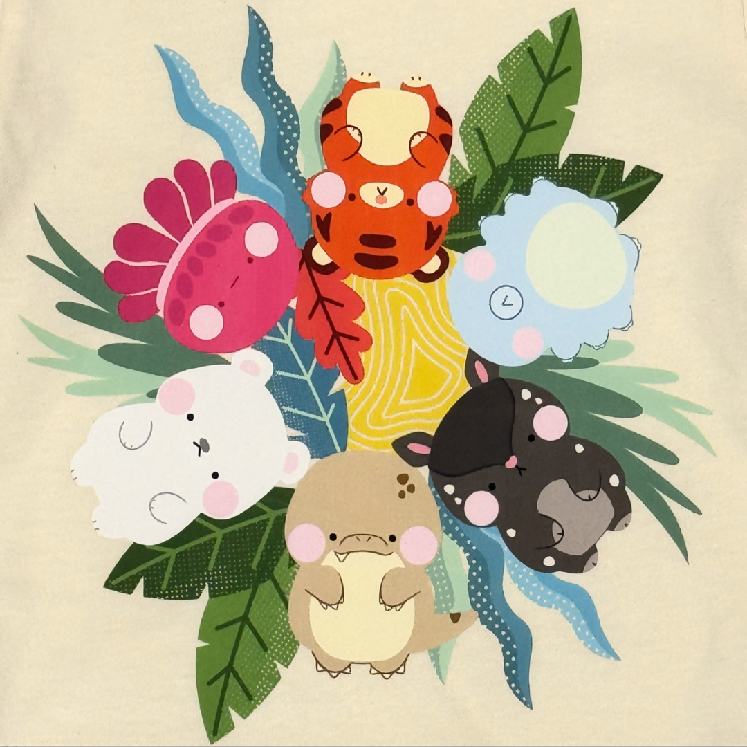Exploria Mighty Jaxx Circle Collage Kids T-Shirt Cream