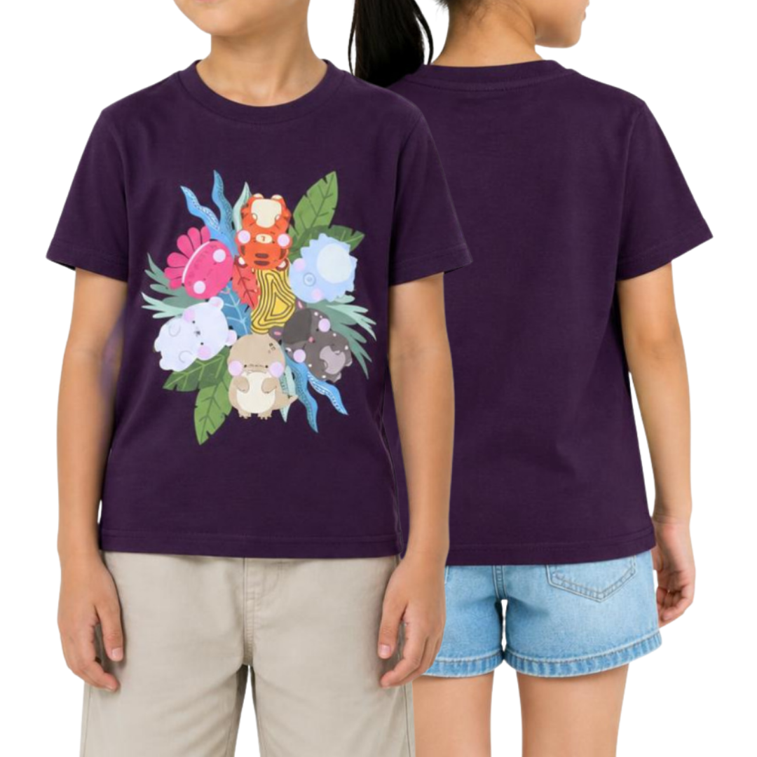 Exploria Mighty Jaxx Circle Collage Kids T-Shirt Purple