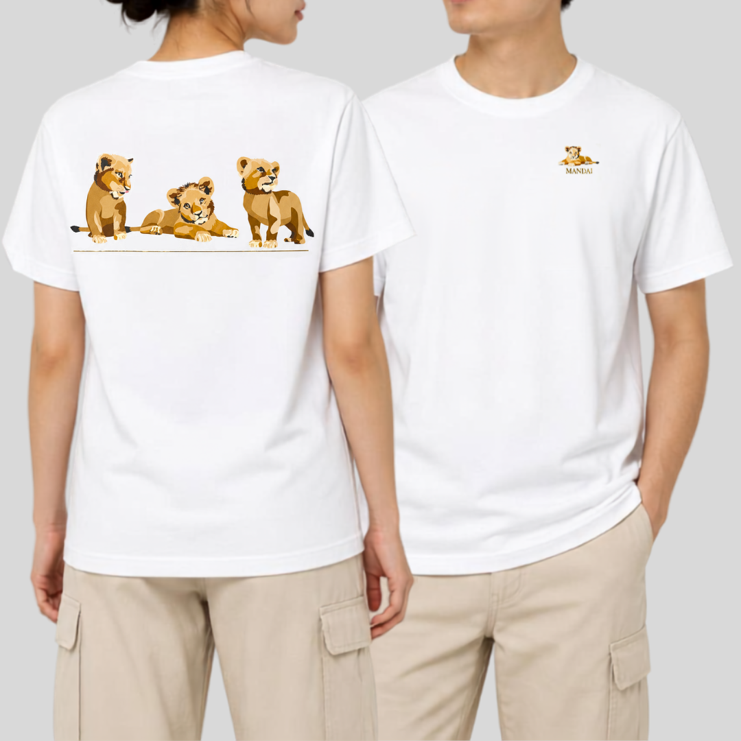 Lion Cubs at Back Adult T-Shirt