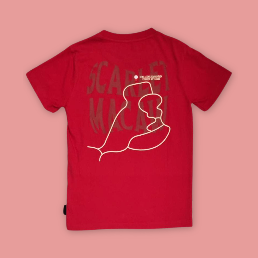 Bird Paradise Scarlet Macaw Map Adult T-Shirt MANDAI WILDLIFE RESERVE