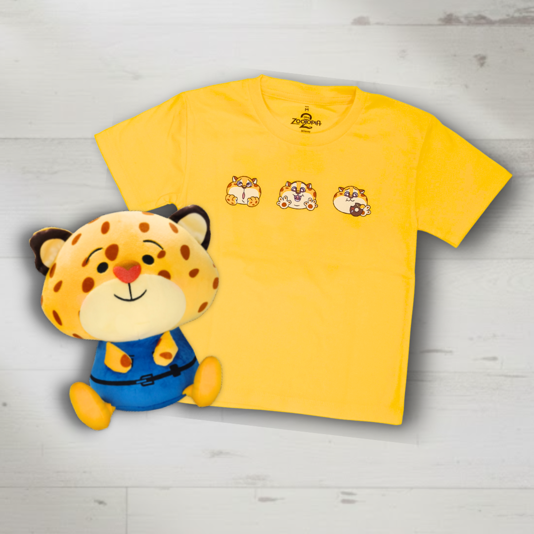 Zootopia 2 Clawhauser Buddy Kids Tee & Plush Toy - Exclusive Bundle