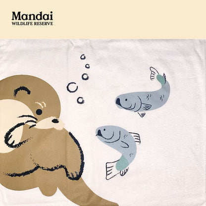 Doodle Series – Otterly Doodlelicious Adult Unisex T-Shirt Otter with Fish Short Sleeve Top  MANDAI WILDLIFE RESERVE