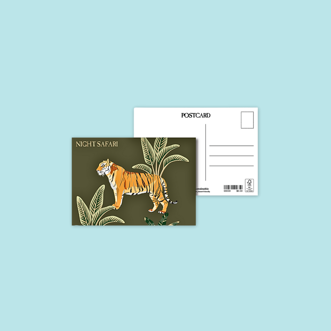 Postcard Panda Red Panda Giraffe White Tiger Elephant Malayan Tiger Mandai Collage Cockatoo  Postcard MANDAI WILDLIFE RESERVE
