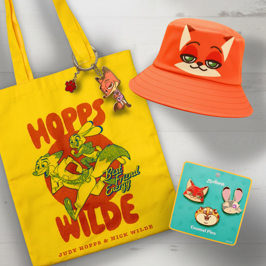 Zootopia 2 Nick Adventure Tote Bag, Keychain, Hat & Pin – Exclusive Bundle