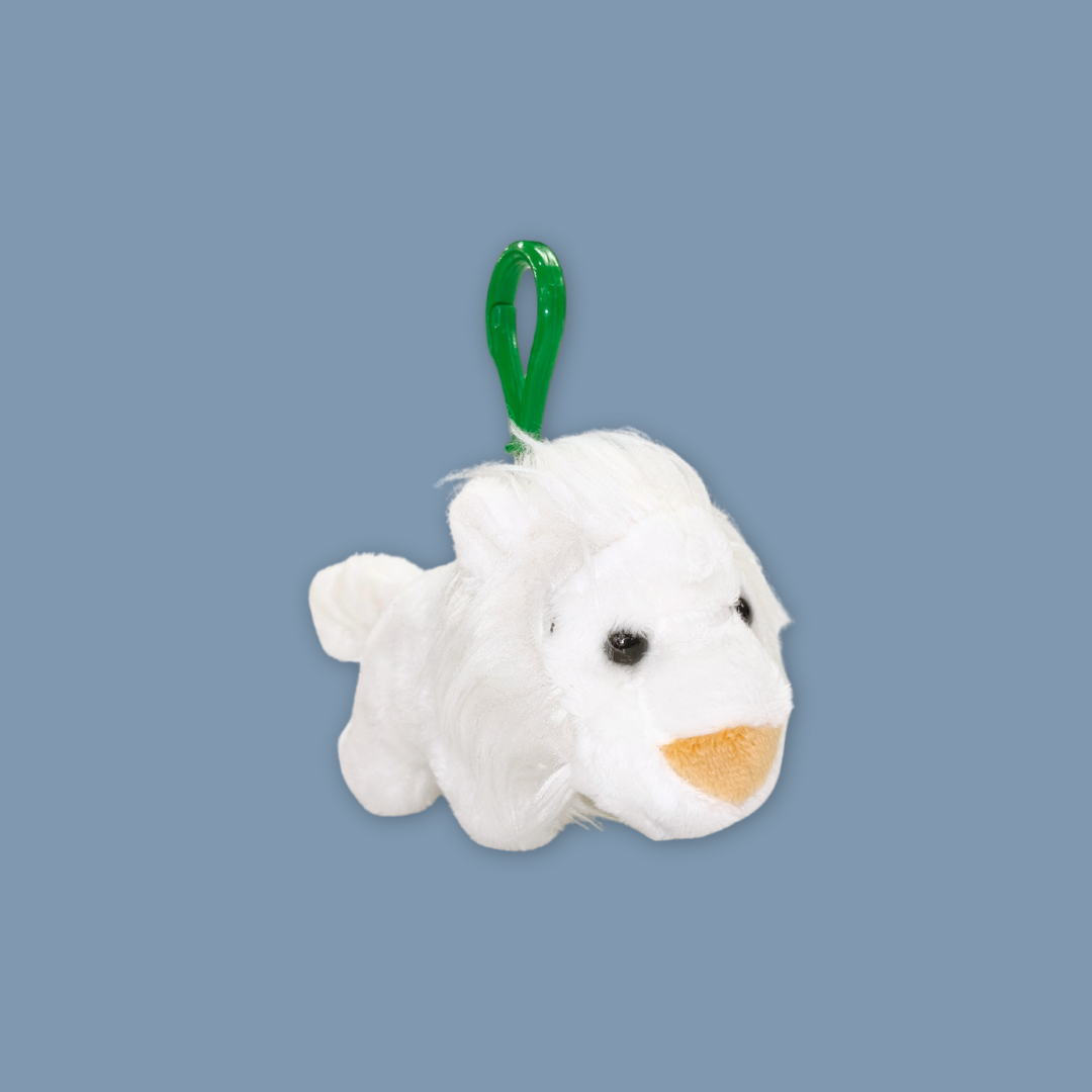 White Lion Plush Keychain