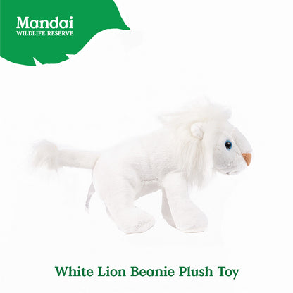 Lion White Lion  Beanie  Plush Toy Stuffed Animal Realistic Details Textures Good Sleeping Buddy MANDAI WILDLIFE RESERVE