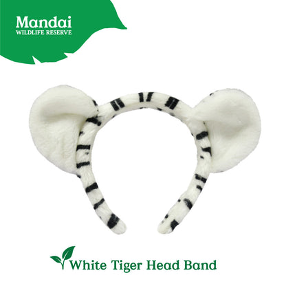 White Tiger Elephant Giraffe Panda Malayan Tiger Fennec Fox Headband Cute Animal 3D Ears Plush Padded Hair Accessories Kids MANDAI WILDLIFE RESERVE