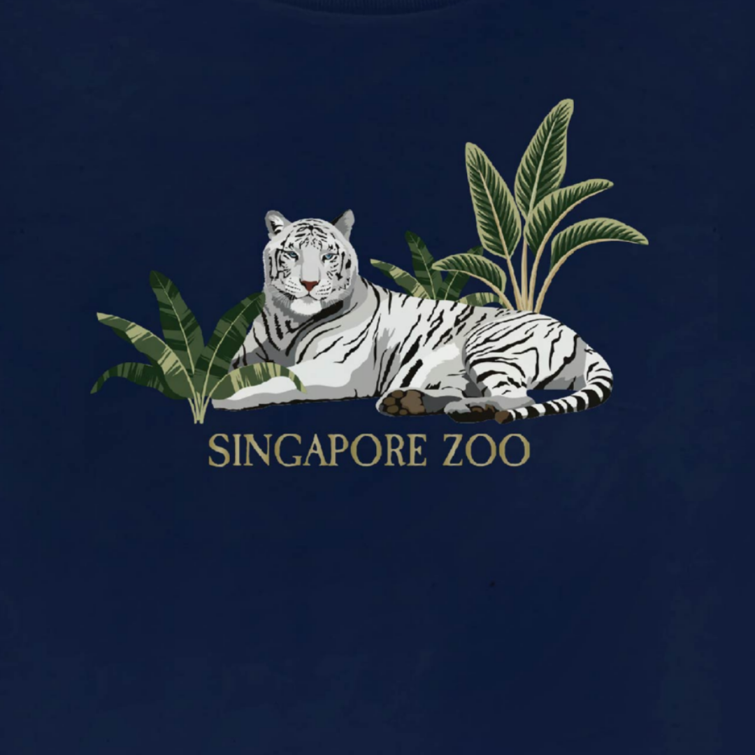 White Tiger Print Kids Unisex T-Shirt Organic Cotton MANDAI WILDLIFE RESERVE