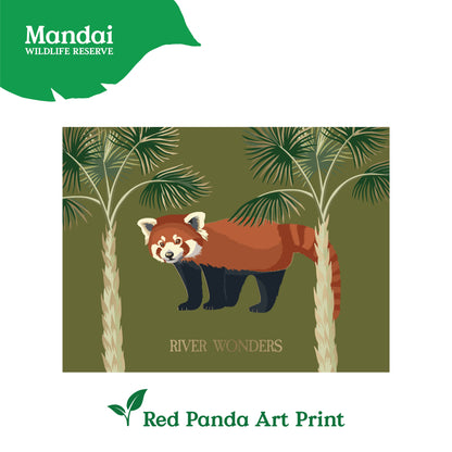 Art Print Card Panda Red Panda Giraffe White Tiger Mandai Collage MANDAI WILDLIFE RESERVE