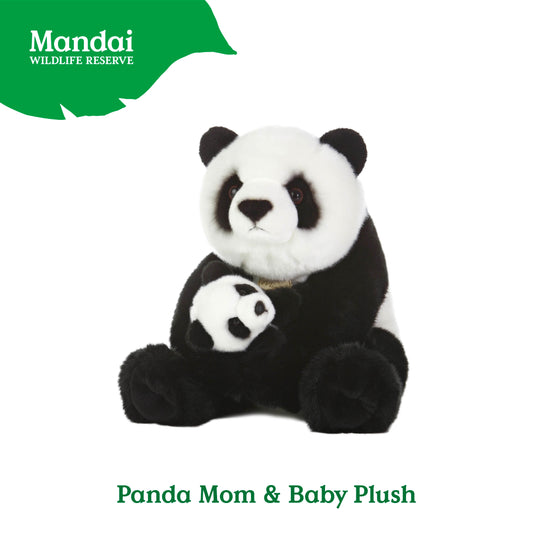 PANDA MOM & BB PLUSH 12 inches Stuffed Animals MANDAI WILDLIFE RESERVE