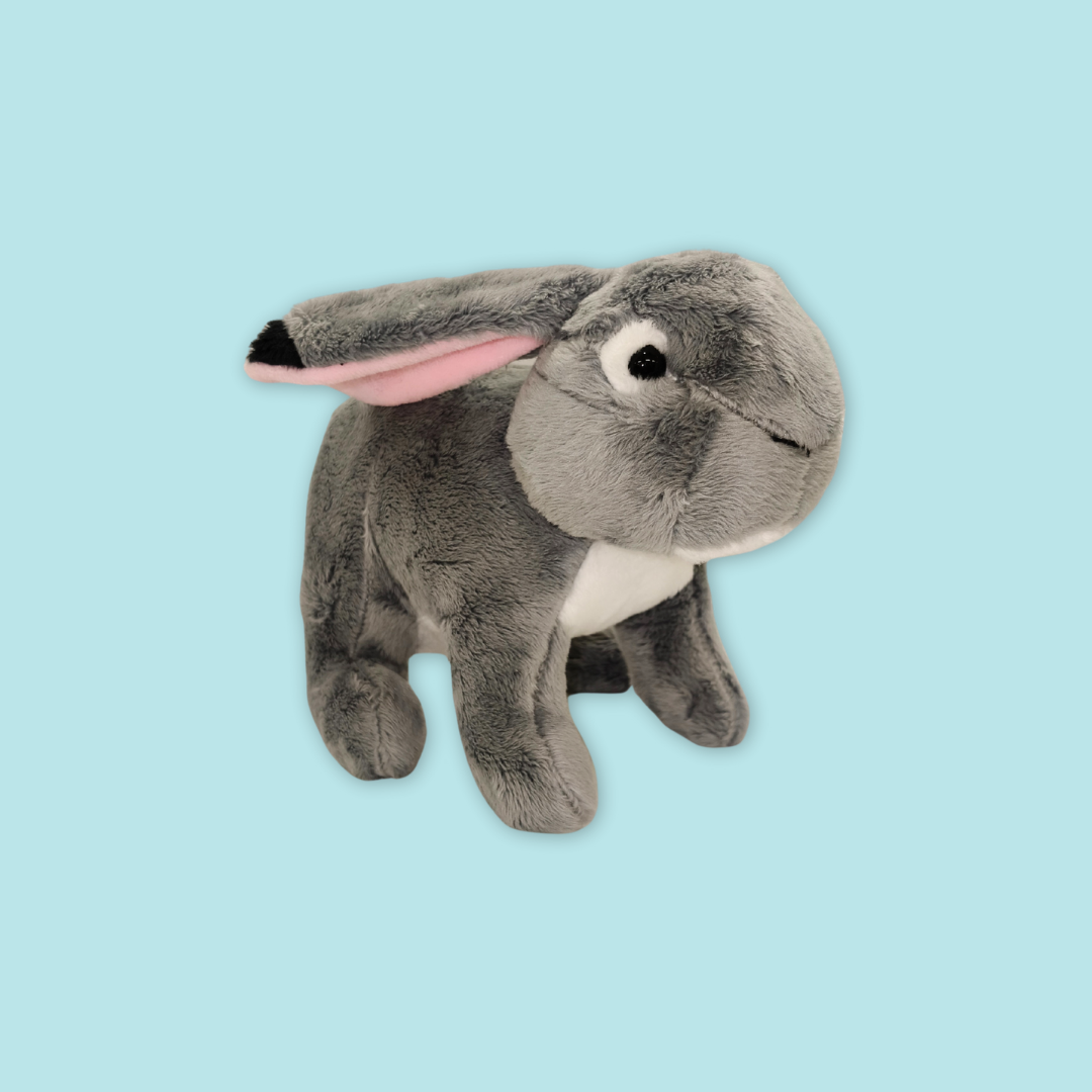 Long-Rub Rabbit Grey Beanie Plush