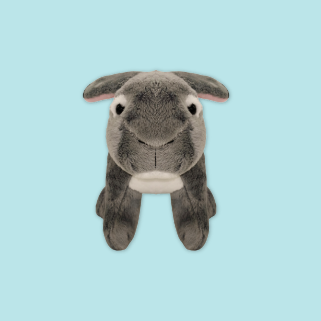 Long-Rub Rabbit Grey Beanie Plush