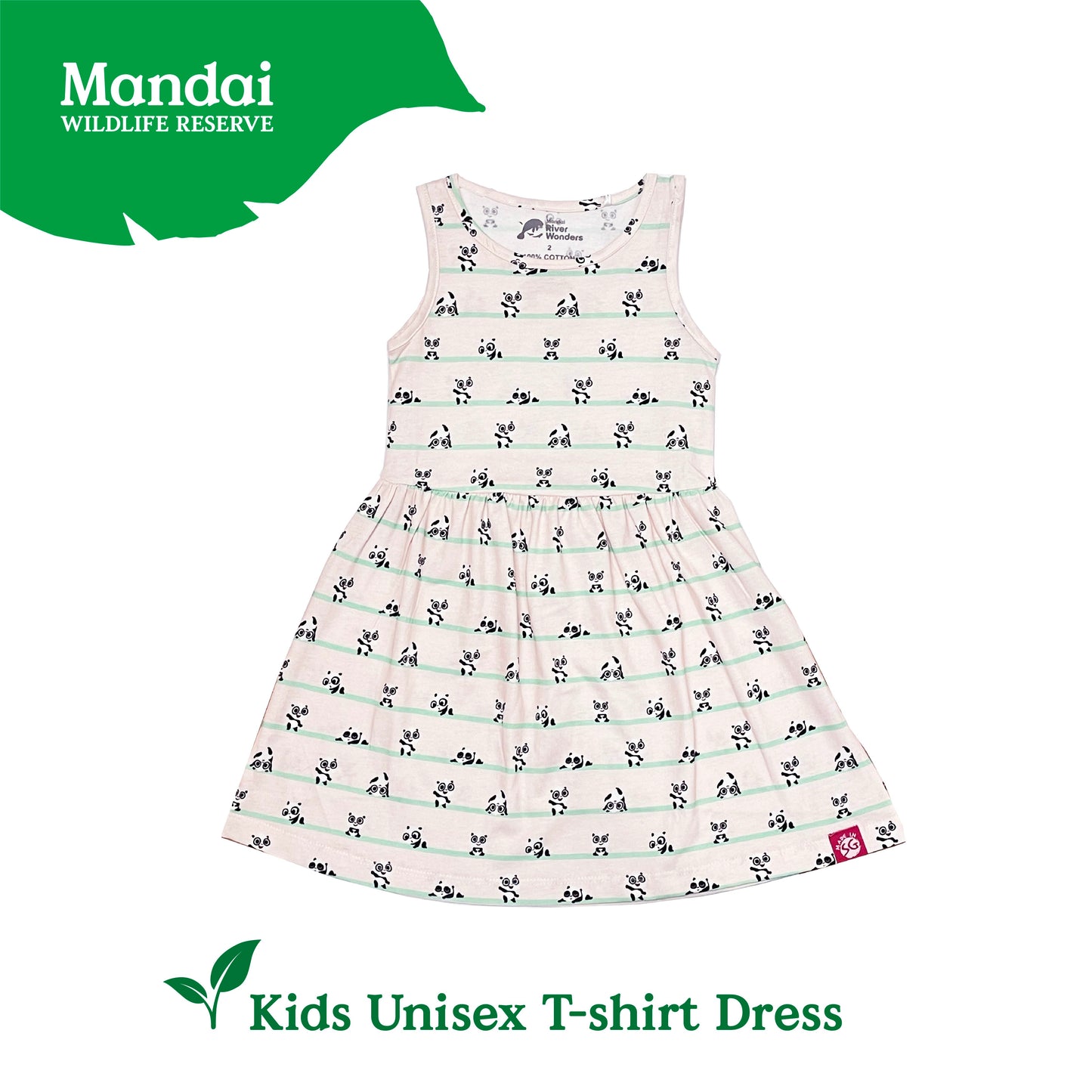 Lele Panda Kids Girl Dress White Yellow All Over Print Comfortable Cotton MANDAI WILDLIFE RESERVE