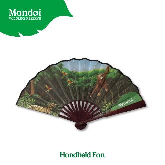 Animals Graphic Design Paper Folding Fan Bamboo Fan Handle Satin Cooling MANDAI WILDLIFE RESERVE