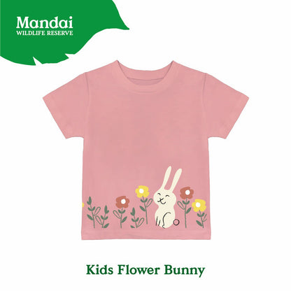 Bunny Kids Unisex T-Shirt Flower Cluster Animal Print Short Sleeve Top 100% Cotton Clothing MANDAI WILDLIFE RESERVE