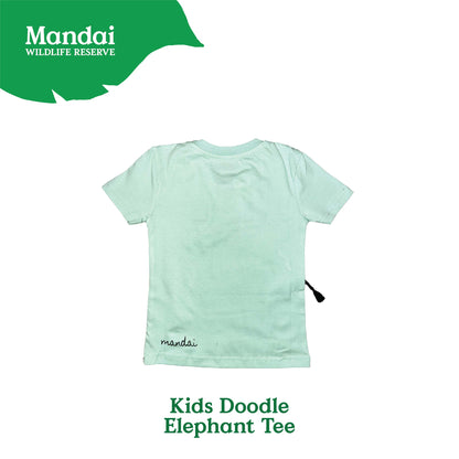 Doodle Elephant Kids Unisex T-Shirt Animal Print Short Sleeve Top 100% Cotton Clothing MANDAI WILDLIFE RESERVE