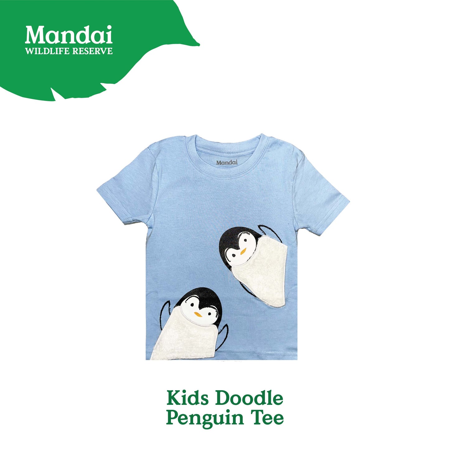 Doodle Penguin Kids Unisex T-Shirt Animal Print Short Sleeve Top 100% Cotton Clothing MANDAI WILDLIFE RESERVE