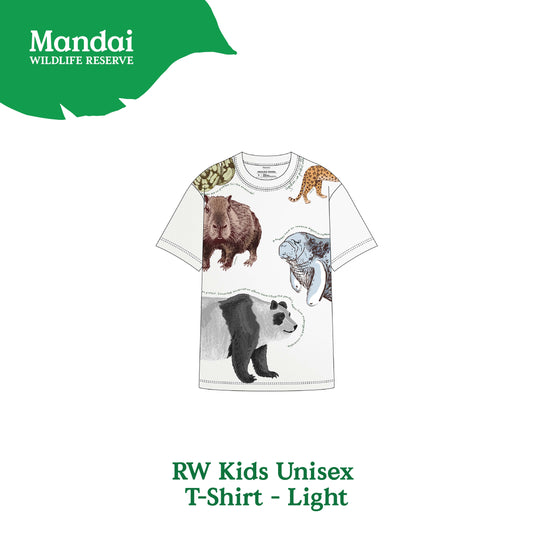 Exclusive Kids Oversized Ecru Pima Cotton T-Shirt: Childlike Wonder Animal Drawing Wildlife Sanctuary Mandai