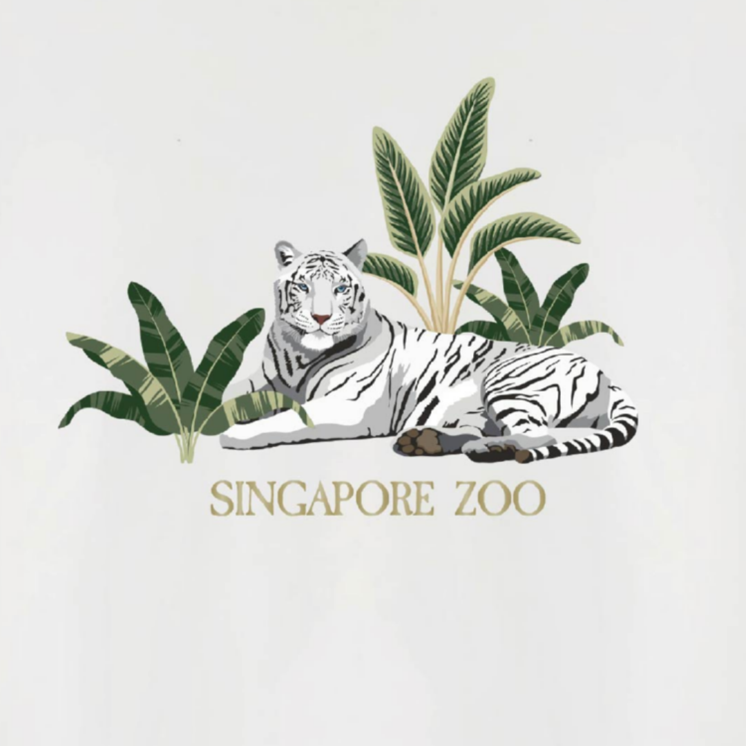 White Tiger Adult Unisex T-Shirt Wildlife Sanctuary Animal Orgnic Cotton MANDAI WILDLIFE RESERVE