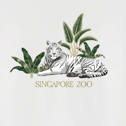 White Tiger Adult Unisex T-Shirt Wildlife Sanctuary Animal Orgnic Cotton MANDAI WILDLIFE RESERVE