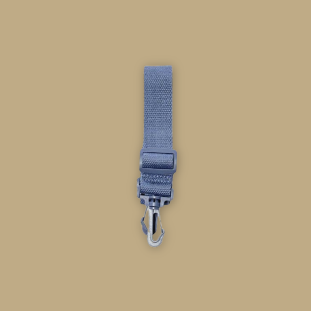 Gray strap with a clip on a beige background Mandai Wildlife Reserve